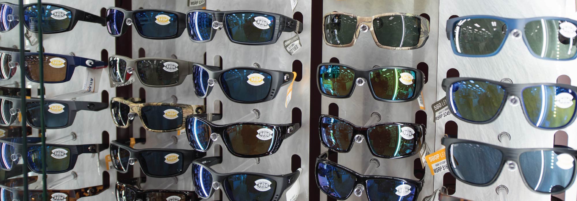 Different colored sunglasses for sale at Atlantic Tackle