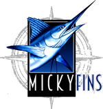 Micky Fins logo with a marlin
